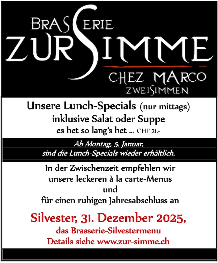 Mittagsmenü Brasserie zur Simme